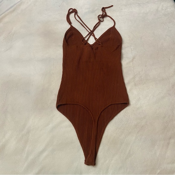 Abercrombie & Fitch Brown Ribbed Bare Sweater Bodysuit 3637 - Picture 6 of 9